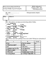 Đề thi cuối học kỳ I môn Tiếng Anh Lớp 3 - Năm học 2010-2011 - Trường TH Nguyễn Trường Tộ (Có đáp án)